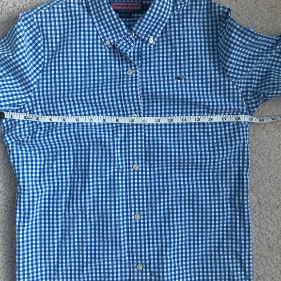 Vineyard Vines Blue Gingham Plaid Button Down sz8 - Picture 8 of 11